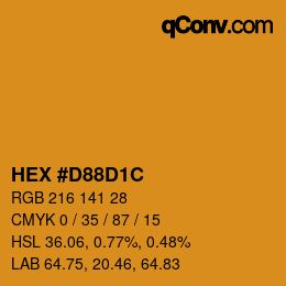 Color code: HEX #D88D1C | qconv.com