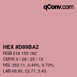 カラーコード: HEX #D89BA2 | qconv.com