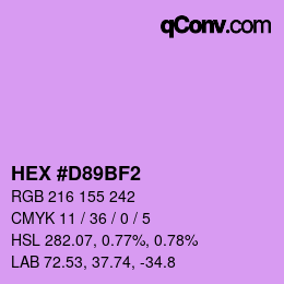 カラーコード: HEX #D89BF2 | qconv.com