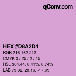 Farbcode: HEX #D8A2D4 | qconv.com