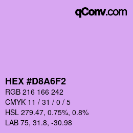 カラーコード: HEX #D8A6F2 | qconv.com