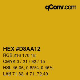 Color code: HEX #D8AA12 | qconv.com