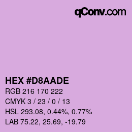 Color code: HEX #D8AADE | qconv.com