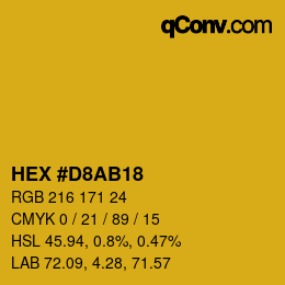 颜色代码: HEX #D8AB18 | qconv.com