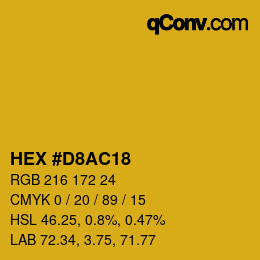 カラーコード: HEX #D8AC18 | qconv.com