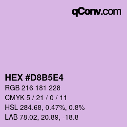 カラーコード: HEX #D8B5E4 | qconv.com
