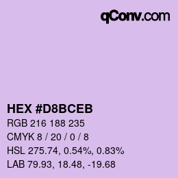 颜色代码: HEX #D8BCEB | qconv.com