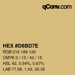 Color code: HEX #D8BD7E | qconv.com