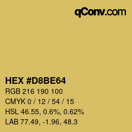 颜色代码: HEX #D8BE64 | qconv.com