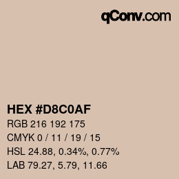 Farbcode: HEX #D8C0AF | qconv.com