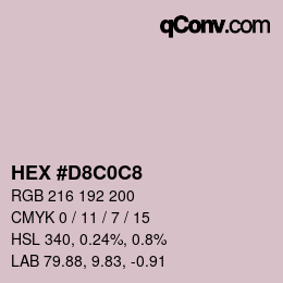 カラーコード: HEX #D8C0C8 | qconv.com