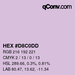 Color code: HEX #D8C0DD | qconv.com