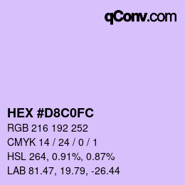Color code: HEX #D8C0FC | qconv.com