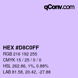 Color code: HEX #D8C0FF | qconv.com