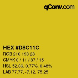 Color code: HEX #D8C11C | qconv.com