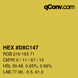 Farbcode: HEX #D8C147 | qconv.com