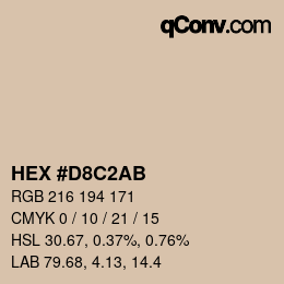 Color code: HEX #D8C2AB | qconv.com