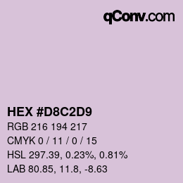 カラーコード: HEX #D8C2D9 | qconv.com