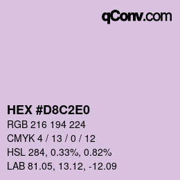 Farbcode: HEX #D8C2E0 | qconv.com