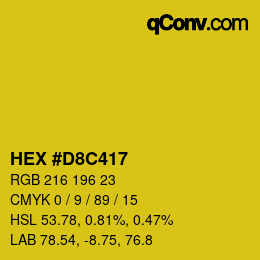 颜色代码: HEX #D8C417 | qconv.com