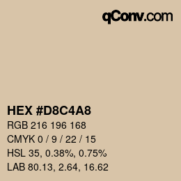 Farbcode: HEX #D8C4A8 | qconv.com