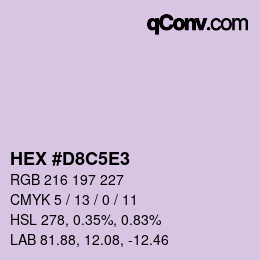 Farbcode: HEX #D8C5E3 | qconv.com