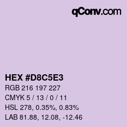 Color code: HEX #D8C5E3 | qconv.com