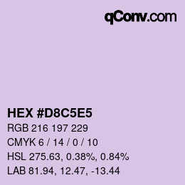 Farbcode: HEX #D8C5E5 | qconv.com