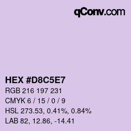 Farbcode: HEX #D8C5E7 | qconv.com