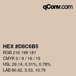 カラーコード: HEX #D8C6B5 | qconv.com