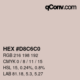 颜色代码: HEX #D8C6C0 | qconv.com