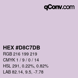 颜色代码: HEX #D8C7DB | qconv.com