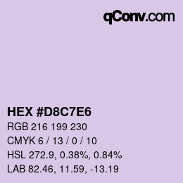 カラーコード: HEX #D8C7E6 | qconv.com