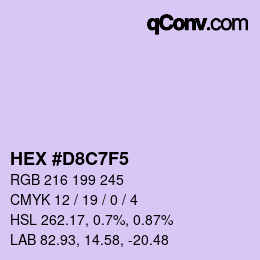 Color code: HEX #D8C7F5 | qconv.com