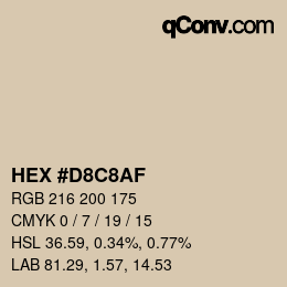 Color code: HEX #D8C8AF | qconv.com