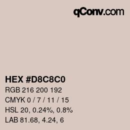 Farbcode: HEX #D8C8C0 | qconv.com