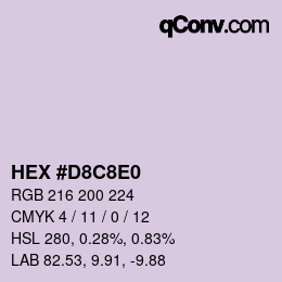 カラーコード: HEX #D8C8E0 | qconv.com