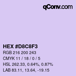Color code: HEX #D8C8F3 | qconv.com