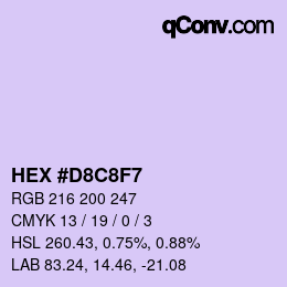 Color code: HEX #D8C8F7 | qconv.com
