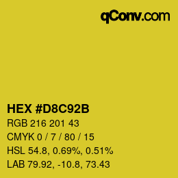 Farbcode: HEX #D8C92B | qconv.com