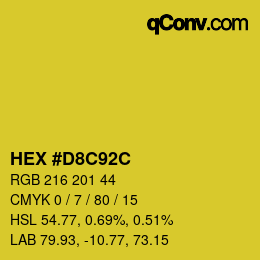 カラーコード: HEX #D8C92C | qconv.com