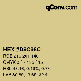 Farbcode: HEX #D8C98C | qconv.com