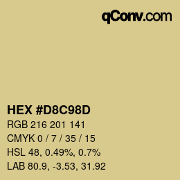 Color code: HEX #D8C98D | qconv.com