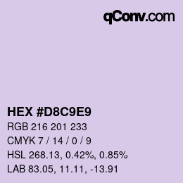 カラーコード: HEX #D8C9E9 | qconv.com