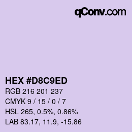 カラーコード: HEX #D8C9ED | qconv.com