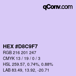 Color code: HEX #D8C9F7 | qconv.com