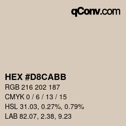 Color code: HEX #D8CABB | qconv.com