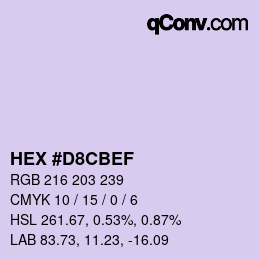 Color code: HEX #D8CBEF | qconv.com