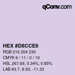 颜色代码: HEX #D8CCE6 | qconv.com