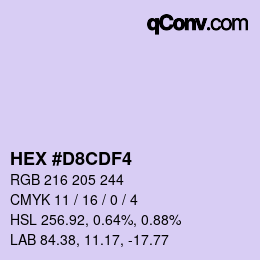 颜色代码: HEX #D8CDF4 | qconv.com